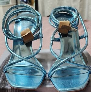 Jlo lace up sky blue heels